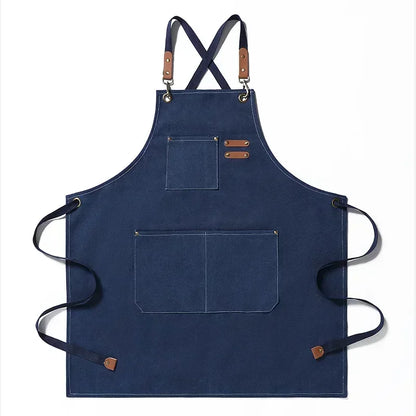 Customized apron New Fashion Canvas Kitchen Aprons For Woman Men Chef Work Apron For Restaurant Bar Shop Cafes Studios Uniform - AMULET RING STORE