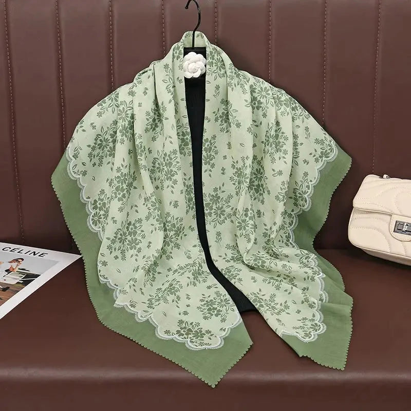 2025 New Fashion 110X110CM Printed Square Scarf for Women Muslim Headband Hijab Lady Bandana Party Accessories Scarf Hairband ﻿ - AMULET RING STORE