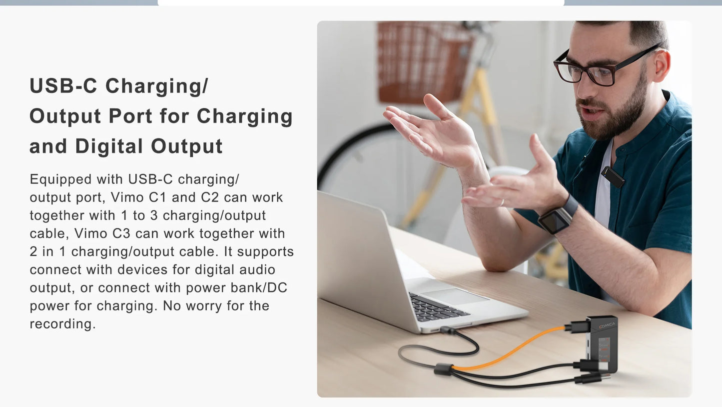 COMICA Vimo C 2.4G Mini Wireless Lapel Microphone with Charging Case, for Smartphone Camera Podcast Interview YouTube Facebook