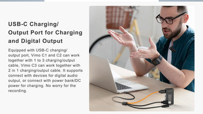 COMICA Vimo C 2.4G Mini Wireless Lapel Microphone with Charging Case, for Smartphone Camera Podcast Interview YouTube Facebook