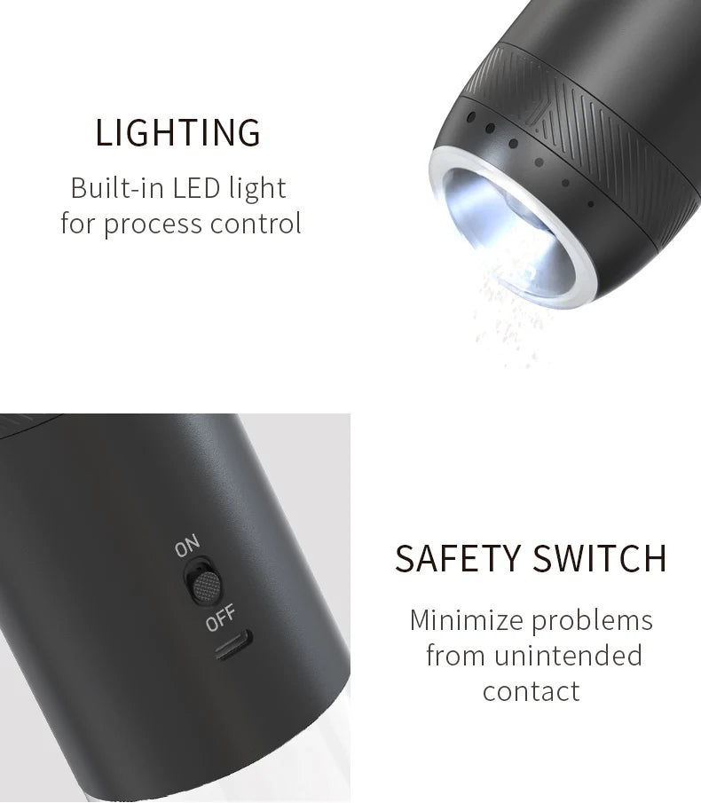 1/2PCS Electric Salt And Pepper Grinder with LED Light Gravity Sensing Adjustable Spice Mills Cordless Automatic Kitchen Gadget - AMULET RING STORE