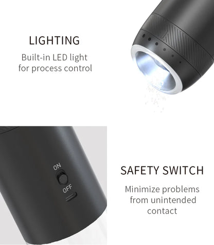 1/2PCS Electric Salt And Pepper Grinder with LED Light Gravity Sensing Adjustable Spice Mills Cordless Automatic Kitchen Gadget - AMULET RING STORE