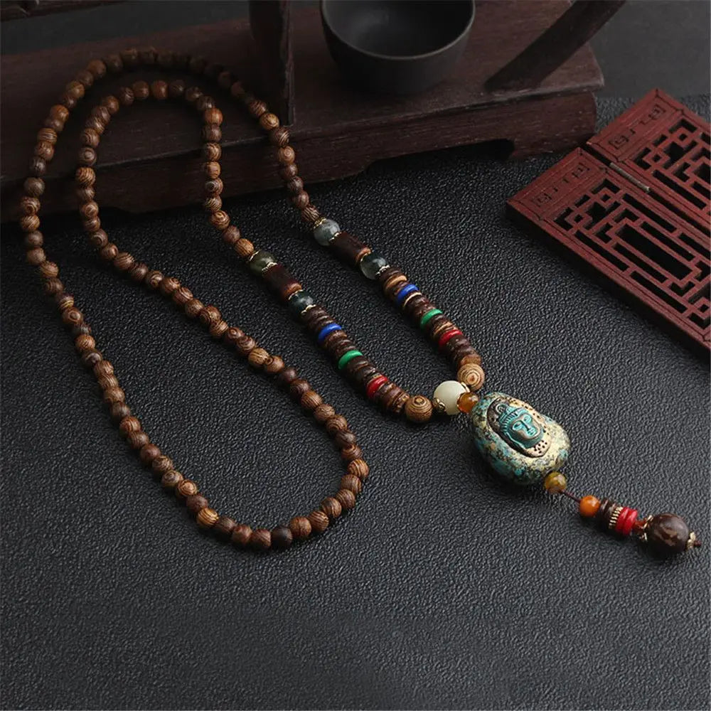 Fashion Long Sweater Pendant Chain Wooden Beaded Tassel Boho Bohemian Necklace Jewelry Nepal Wood Beads Pendant Necklace