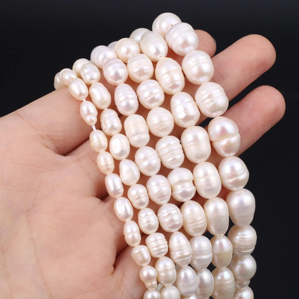 Natural Freshwater Pearl Beads Rice Round Shape Isolation Loose Beaded for Jewelry Making DIY Bracelet Necklace Accessories Gift - AMULET RING STORE