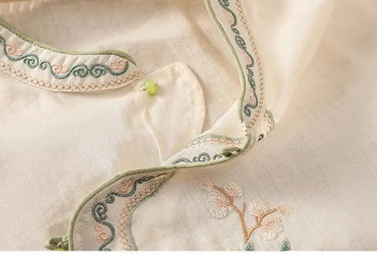 Casual Loose Blouse Shirt Women Clothes Summer Cotton Linen Ladies Tops Tee Blusas Vintage Embroidery Woman Shirt Camiseta Mujer