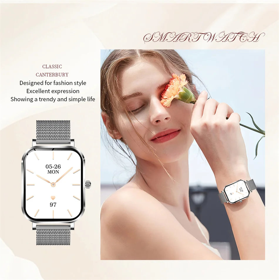 2025 New Xiaomi Fashion Women Smartwatch AMOLED HD Screen Heart Rate Blood Oxygen Monitoring BT Call Sports Smartwatch Woman