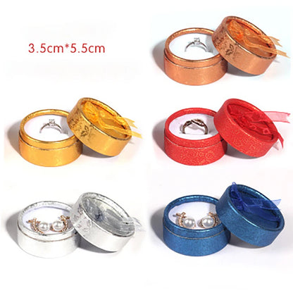 Small Bowknot Round Ring Box Jewelry Display Case Jewelry Storage Organizer Gift Packaging Box 5.5*3.5cm - AMULET RING STORE