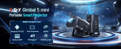 XGODY 12000LM Native 720P Portable Smart Projector Auto Keystone WIFI 6 Home Theater 4K Supported