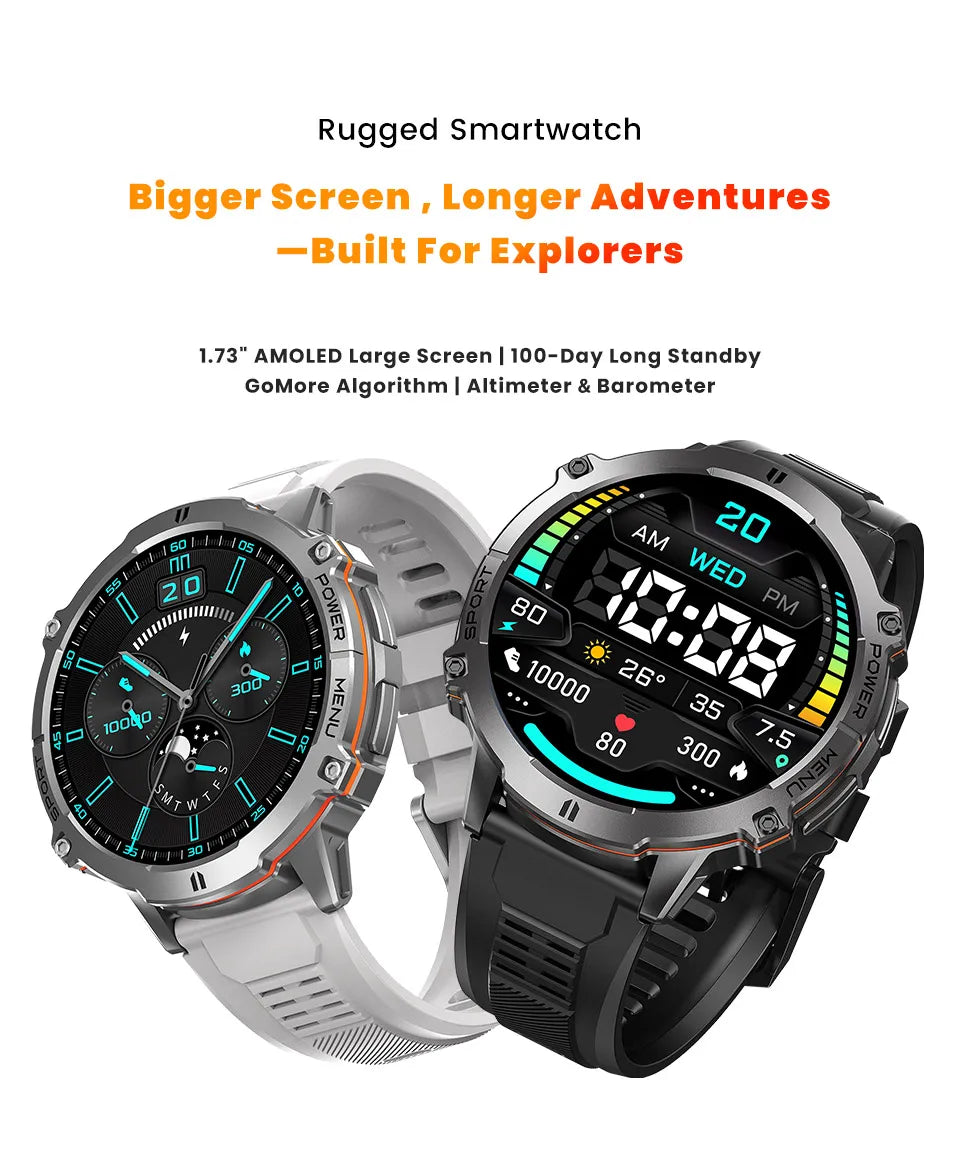 2025 New Military T-Rex 3 Bluetooth Call Smart Watch GPS Compass Barometric Altimeter 10ATM Waterproof Sports Smartwatches Men