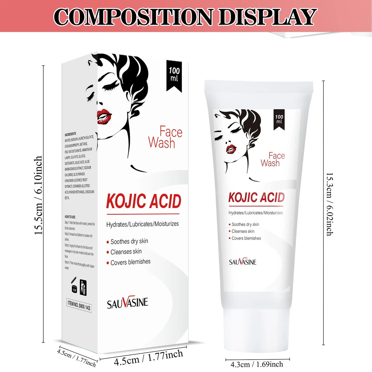 5PCS Kojic Acid Skin Care Set Kojic Acid Soap Moisturizing Facial Cream Body Lotion Face Cleanser Skin Care Products - AMULET RING STORE