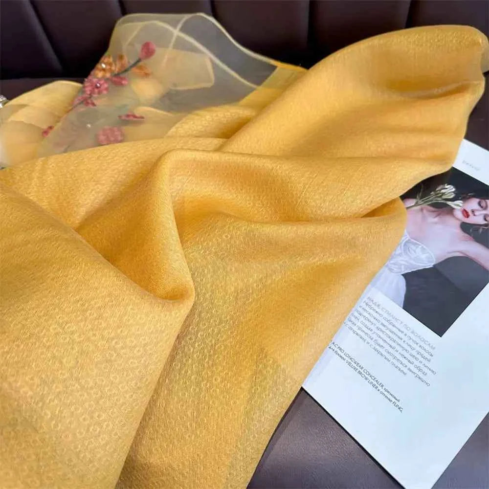 180*70cm Embroidery Floral Chiffon Scarf Elegant Thin Breathable Shawl Women Sunscreen Neck Scarf Travel Beach Shawl Scarf