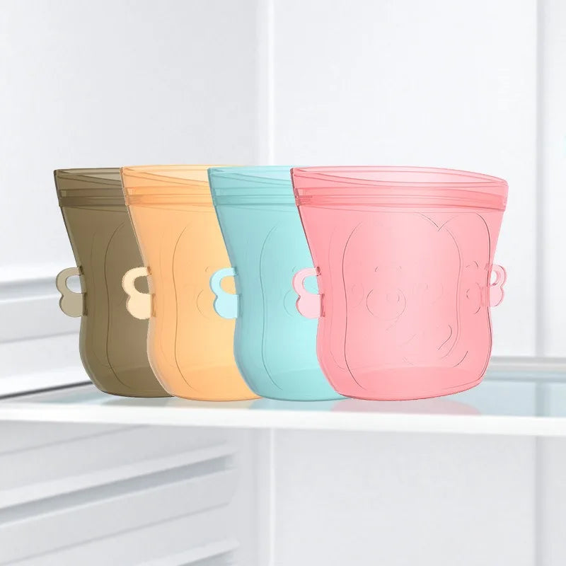 Cartoon Silicone Fresh-keeping Storage Bag,Reusable Food Grade Snack Bags for Children,Zipper Bag,Eco-Friendly,Leakproof - AMULET RING STORE