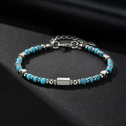 Trendy Unique Natural Stone Beaded Bracelet, Stainless Steel Chain Wristband Bracelet, Classic Tiger Eye Stone Jewelry for Men