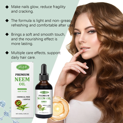 EELHOE 100ml Neem Oil Serum Cleansing Skin Plump Hair Growth Nail Top Coat Care Multi-purpose Essence Pure Natural Daily Care