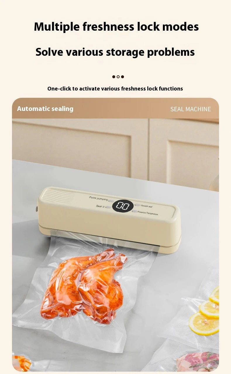 Wireless Vacuum Sealer Machine - 60KPA Powerful Suction, Portable Food Saver with 3 Temperature Levels,External Pumping Function - AMULET RING STORE