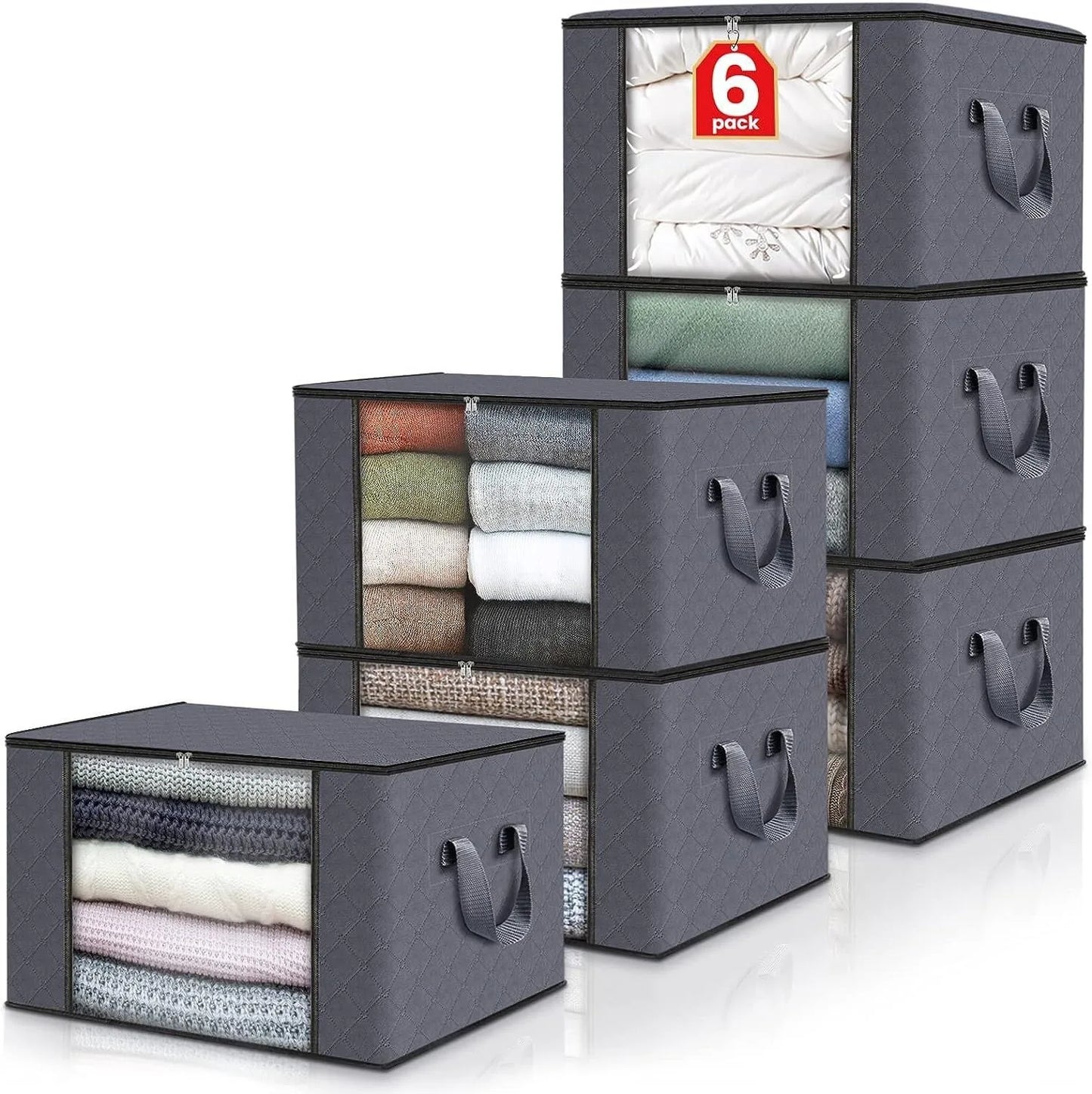 Foldable Under Bed Storage Containers with Clear Window Underbed Toy Organizers and Clothing Storage Bags Closet Storage Bins - AMULET RING STORE