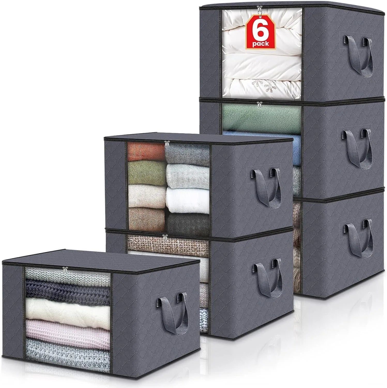 Foldable Under Bed Storage Containers with Clear Window Underbed Toy Organizers and Clothing Storage Bags Closet Storage Bins - AMULET RING STORE