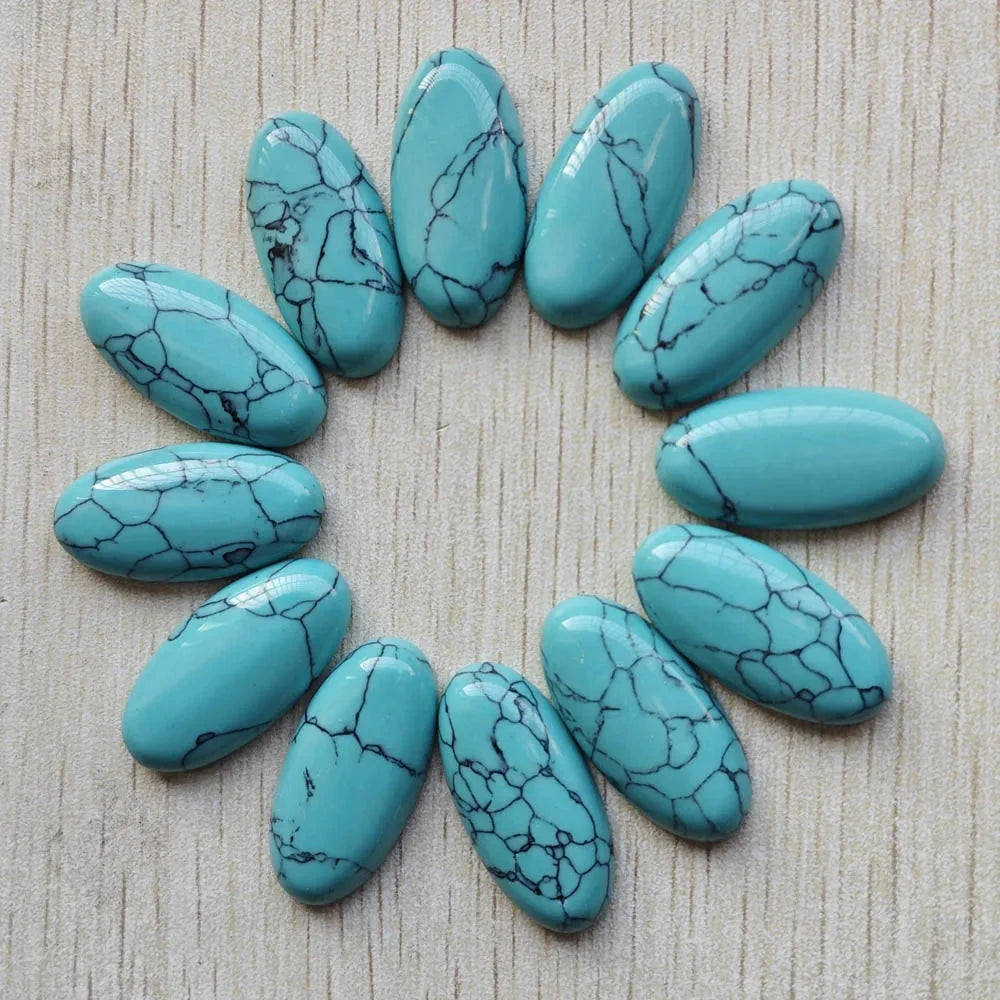 Fashion Mix natural Stone oval cabochons beads diy Jewelry accessories making 15x30mm Wholesale 20pcs/Lot fast shipping - AMULET RING STORE