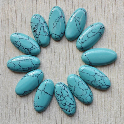 Fashion Mix natural Stone oval cabochons beads diy Jewelry accessories making 15x30mm Wholesale 20pcs/Lot fast shipping - AMULET RING STORE