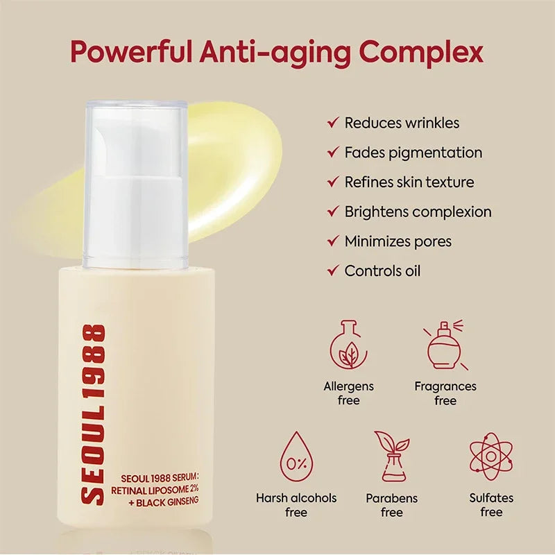 SEOUL 1988 Eye Cream Niacinamide 2% Retinal Acid Ginseng Serum Lighten Fine Lines Firming Pores Brightening Face Korean Skincare - AMULET RING STORE