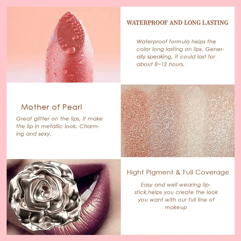 3 Colors Set Hydrating Glitter Lipstick Pearl Shimmering Daily Lip Makeup for Dry Cracked Chapped Lips Korean Beauty Moisture - AMULET RING STORE