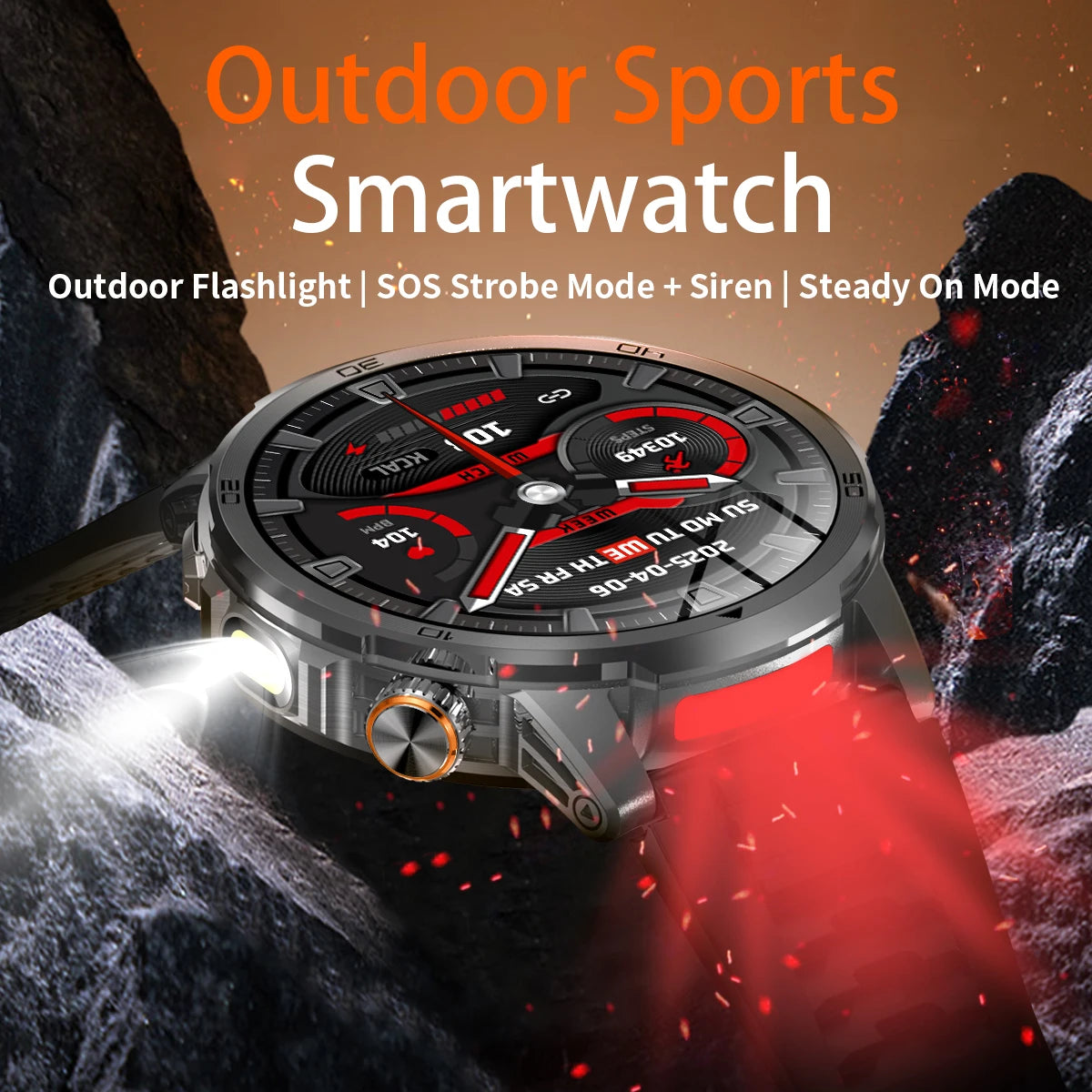 1000mAh Super Large Battery Military Smart Watch BT Call LED Flashlight SOS Alarm 5ATM Waterproof Outdoor Tactical Watches Men