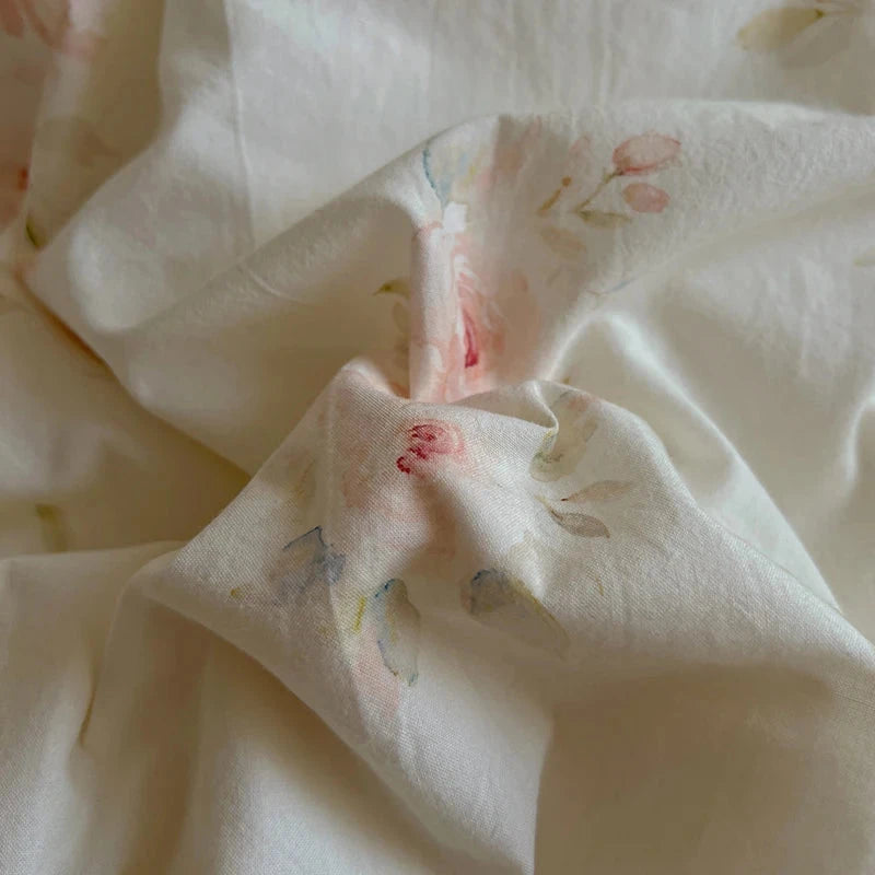 Washed Cotton Duvet Cover Sets Single/Queen/king Flower Printed Bedding Set Princess Style e housse de couette 220x240 with Lace - AMULET RING STORE