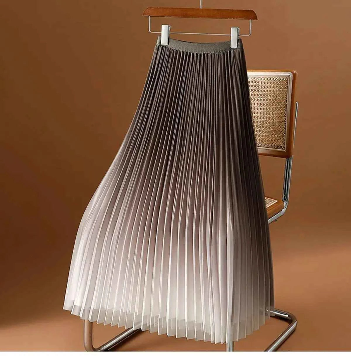 2023 Summer Tulle Mesh Gradient Skirt High-end High Waist Long Skirt Elegant Evening Party Sexy A-line Pleated Skirts Women Boho