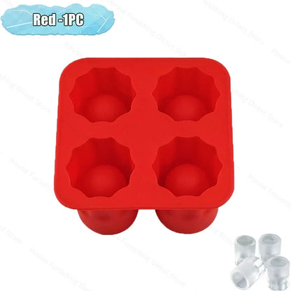 4Cup Shape Silicone Ice Cube Mold Tray for Summer Bar Party DIY Cold Drinks Kitchen Essential Ice Cup Maker Compartment Mold - AMULET RING STORE