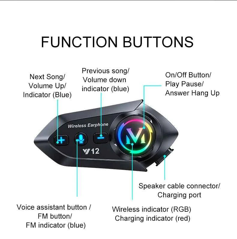 Bluetooth 5.4 Helmet Headset Wireless Hands-free Call Phone Kit Motorcycle Waterproof Earphone MP3 Music Player Speaker for Moto