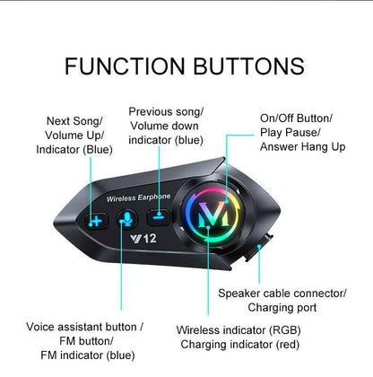 Bluetooth 5.4 Helmet Headset Wireless Hands-free Call Phone Kit Motorcycle Waterproof Earphone MP3 Music Player Speaker for Moto