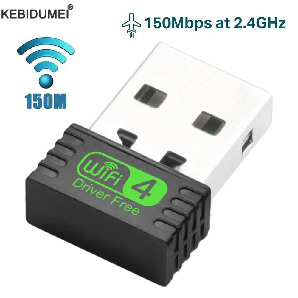 Mini USB WiFi Adapter 150M Wireless Network Card 2.4GHz WiFi Ethernet Receiver Free Drive USB Dongle for PC Computer Accessories - AMULET RING STORE
