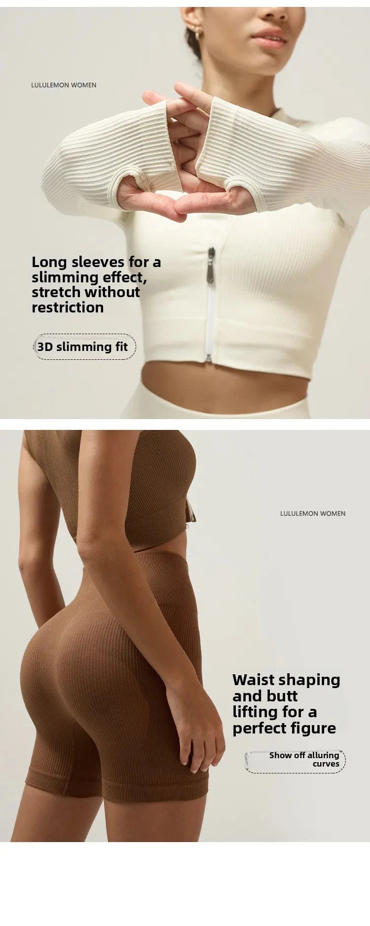 Fitn Yoga Clothes Set High Collar Zipper Bal ort Sve Long Sve orts Women's Sportswear Tee-quarter Length ...