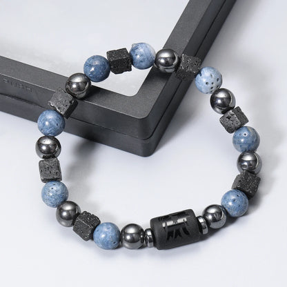 12 Constellation Natural Blue Coral Lava Stone Stone Beads Bracelet For Men Couple Rope Friendship Zodiac