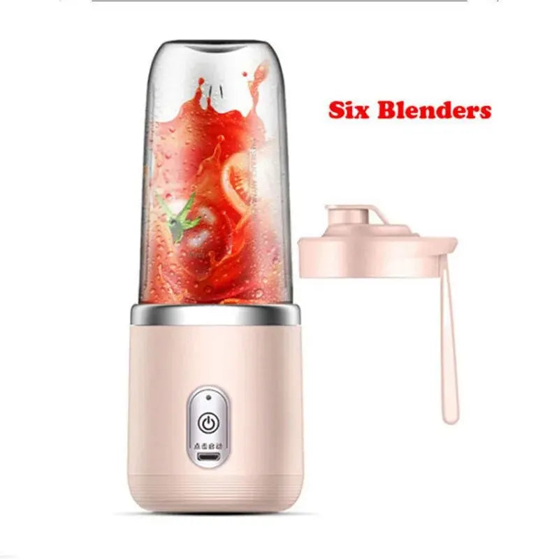 Portable Blender Bottle Electric 6 Blades Multifunction Juice Blender Fresh Juice Smoothie Blender Ice CrushCup Food Processor - AMULET RING STORE