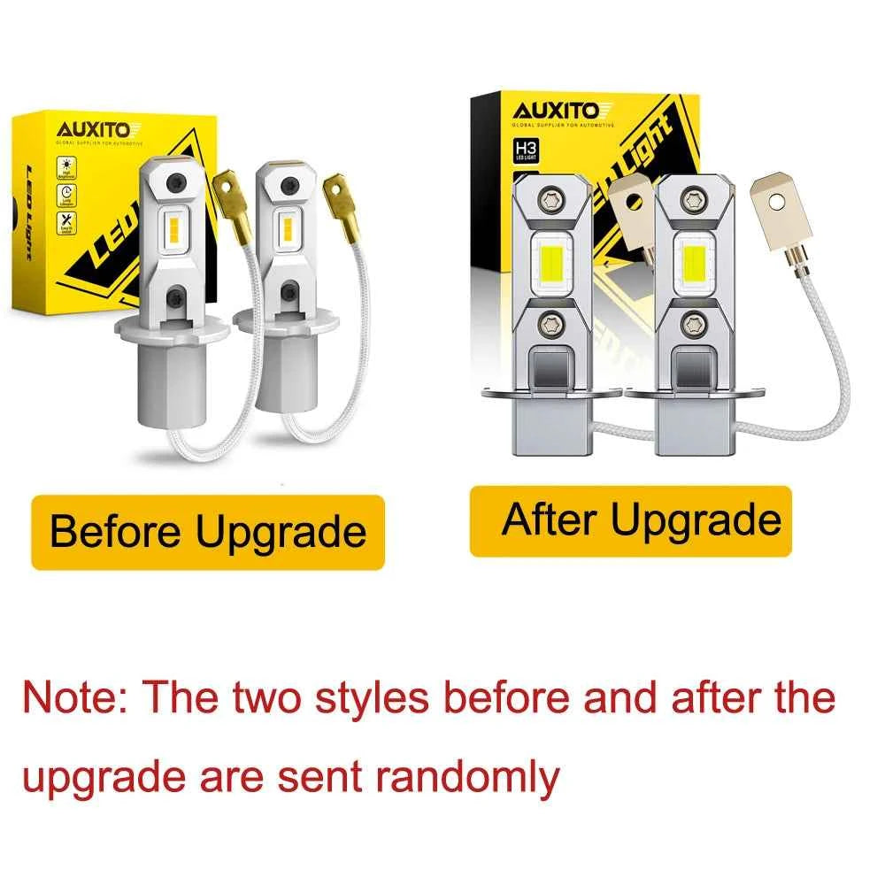 AUXITO 2Pcs H3 LED Headlight Bulb Canbus No Fan High Beam 6500K White Yellow Car LED Fog Light Driving Lamp DRL 12V Mini Design