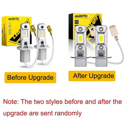 AUXITO 2Pcs H3 LED Headlight Bulb Canbus No Fan High Beam 6500K White Yellow Car LED Fog Light Driving Lamp DRL 12V Mini Design