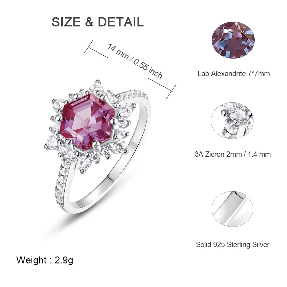 ALLNOEL 925 Sterling Silver Alexandrite Ring For Women Exquisite Style Fashionable Engagement rings Wedding Luxury diamond ring
