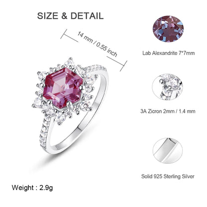ALLNOEL 925 Sterling Silver Alexandrite Ring For Women Exquisite Style Fashionable Engagement rings Wedding Luxury diamond ring