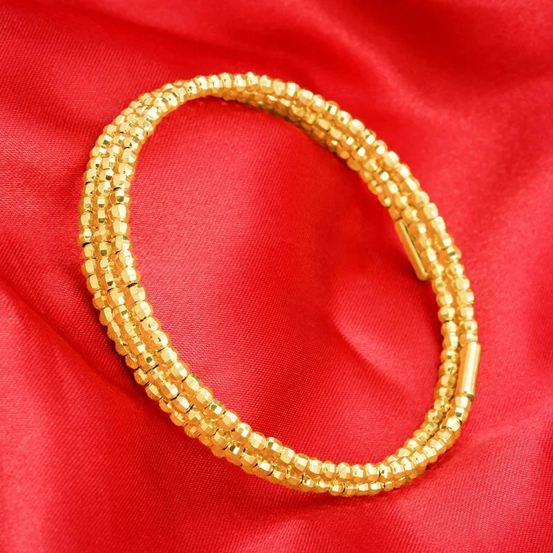 Luxury 24K 9999 Pure Gold real gold Women's Multi-Layer Bracelet Gipsophila Beaded Bracelet - AMULET RING STORE