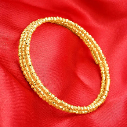 Luxury 24K 9999 Pure Gold real gold Women's Multi-Layer Bracelet Gipsophila Beaded Bracelet - AMULET RING STORE