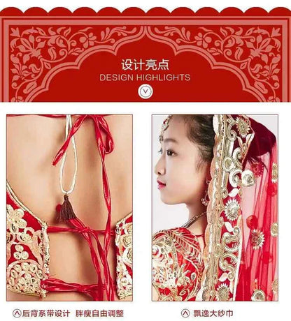 Yiman exotic Indian dance ethnic style children's dance costume, sari embroidery Tang costume, big swing skirt, Lengha set