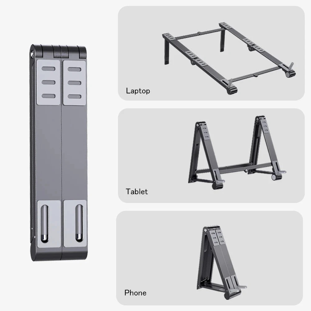 Oatsbasf Mini Laptop Holder Aluminum Adjustable Phone Stand For Macbook Pro Air iPad Notebook Tablet Holder 3 in1Portable Stand - AMULET RING STORE