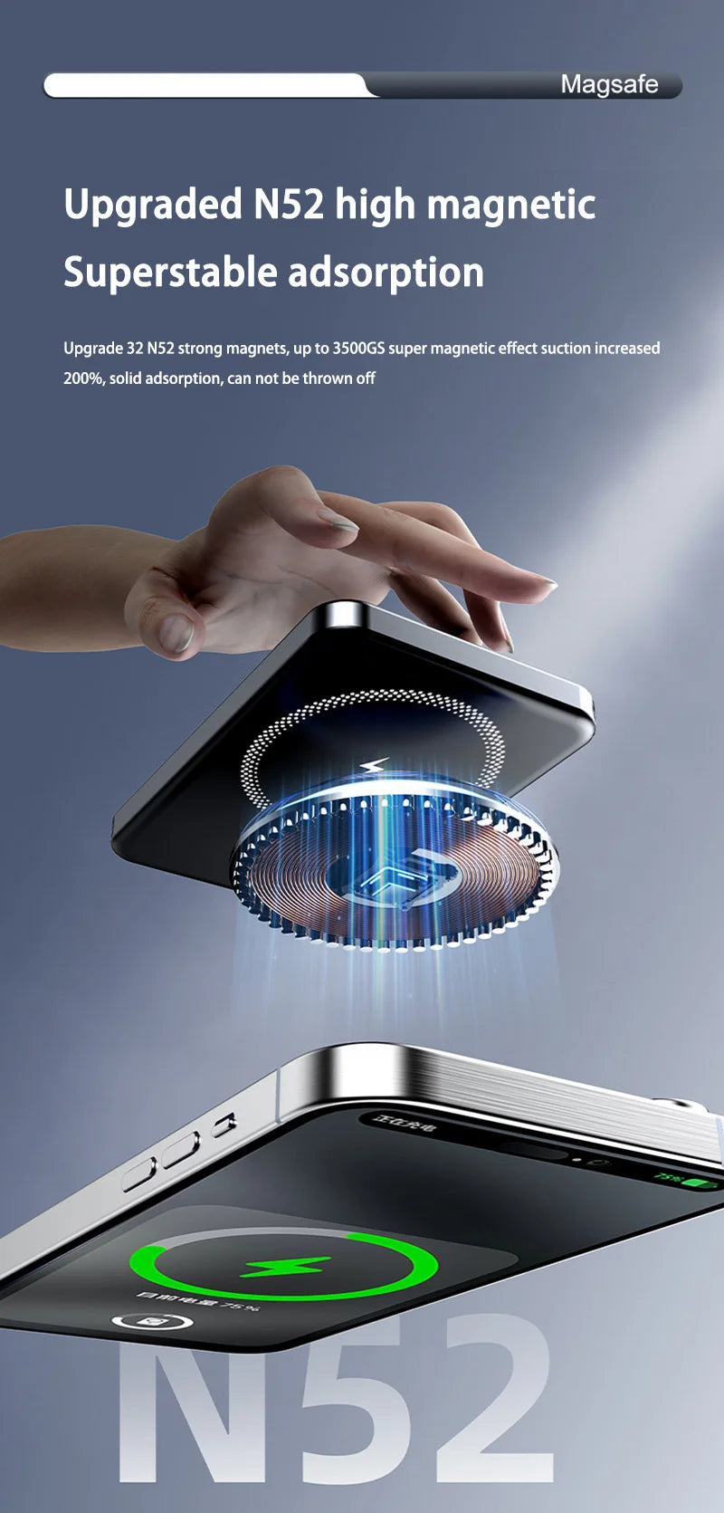 Oneplus 50000mAh Magnetic Power Bank Wireless Portable Charger Large Capacity Fast Charge Backup Battery For IPhone Samsung New - AMULET RING STORE