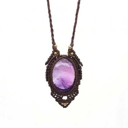 Natural Stones Tear Water Drop Pendant Crystals Healing Handmade Thread Rope Wrap Braided Macrame Chain Necklace Jewelry Gifts - AMULET RING STORE