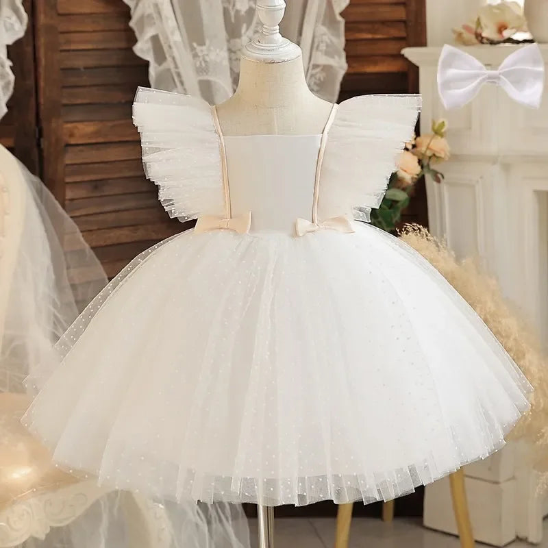 Wedding Birthday Dress for Flower Girls Kids Elegant Party Sequins Tutu Christening Gown 3-8 Yrs Children Formal Pageant Clothes - AMULET RING STORE