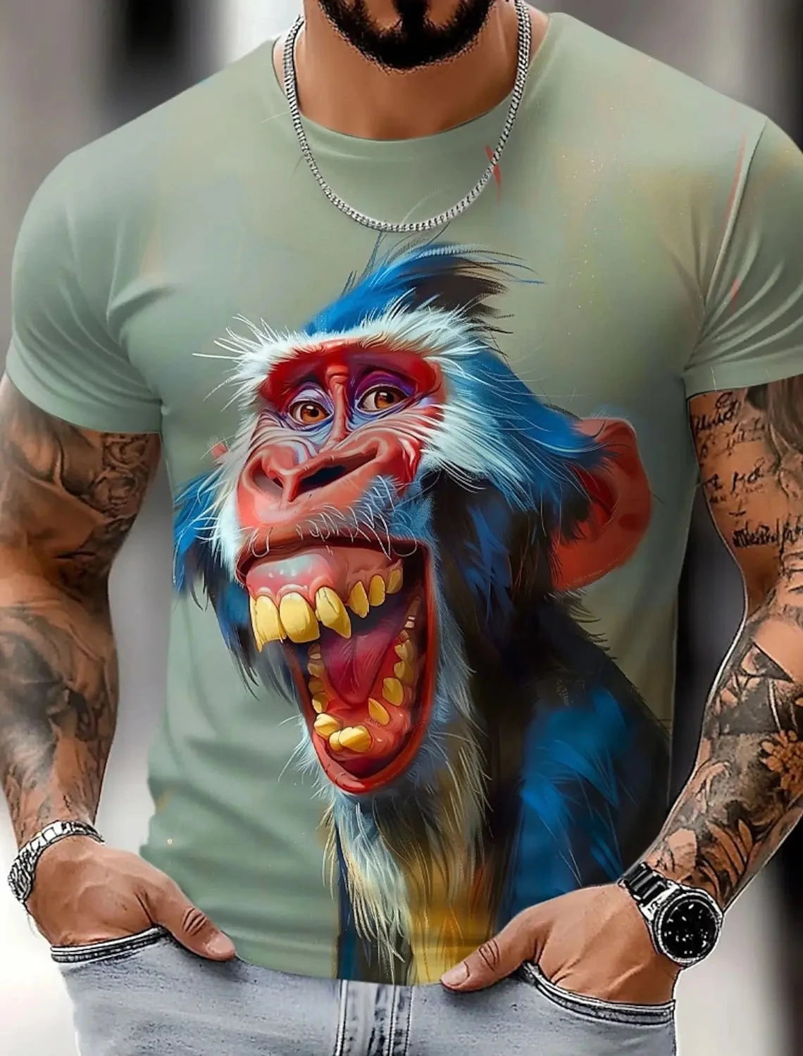 Men's Animal Funny T Shirt Short Sleeve T shirt 3D Print O-Neck Shirt Exaggerated Designer Party Summer Casual Clothing Apparel - AMULET RING STORE