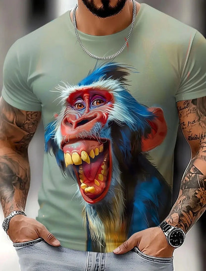Men's Animal Funny T Shirt Short Sleeve T shirt 3D Print O-Neck Shirt Exaggerated Designer Party Summer Casual Clothing Apparel - AMULET RING STORE