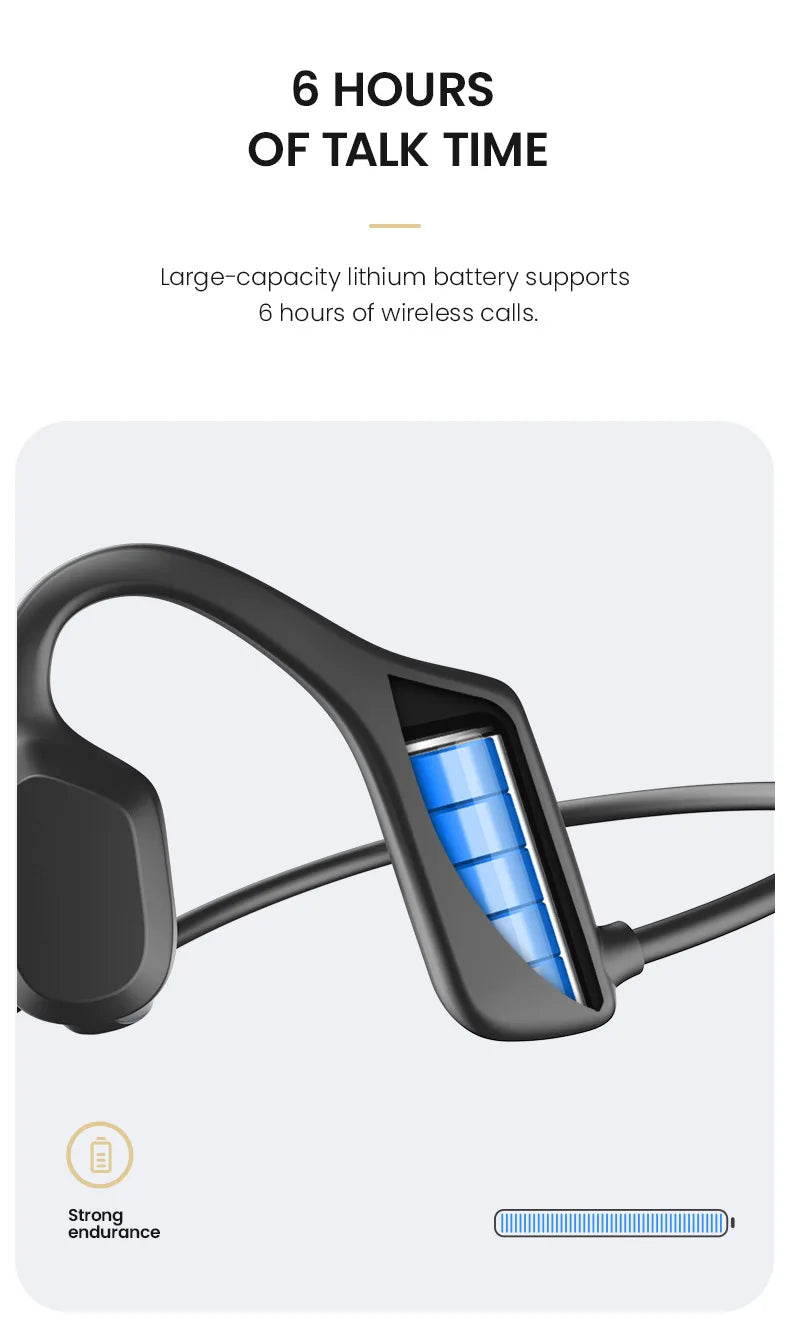 Bone Conduction Wireless Bluetooth Earphones Sports Gaming Headset with Mic Hands-Free Running Earbuds