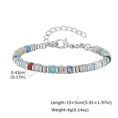 Trendy Unique Natural Stone Beaded Bracelet, Stainless Steel Chain Wristband Bracelet, Classic Tiger Eye Stone Jewelry for Men